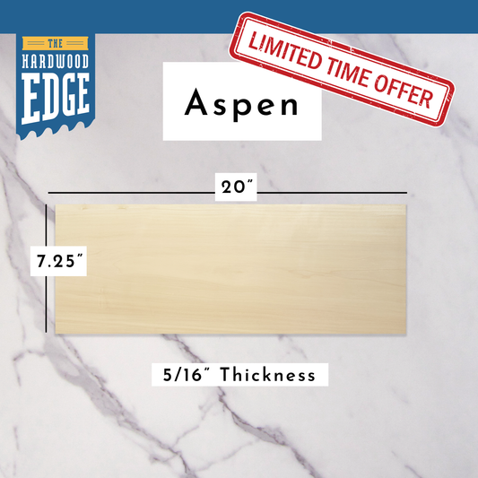 Aspen 0.312"x7.25"x20" 100% Solid Hardwood