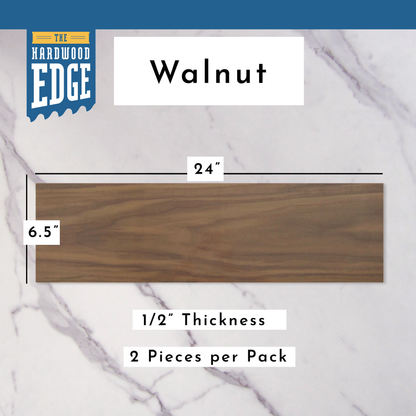 Walnut 0.5"x6.5"x24" 2-Piece Pack 100% Solid Hardwood